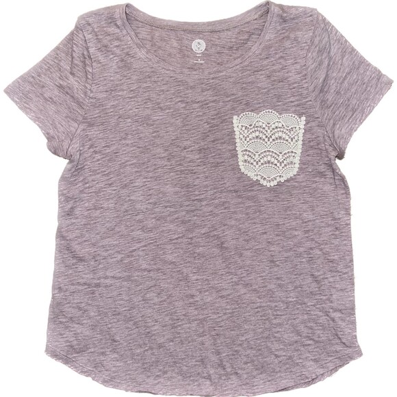 So | Muted Plum Crocheted Pocket Tee | Medium - Picture 1 of 8